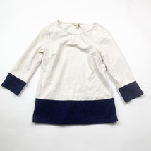 Banana Republic Womens Colorblock Top Long Sleeve Pullover Ivory Blue Size Small - £10.34 GBP