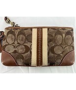 Coach Wristlet Brown Canvas Bag Clutch Logo Print Pink Tassle 7 x 4 Mini... - £11.88 GBP