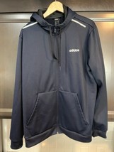 Adidas Men&#39;s Climawarm Navy Full Zip Hoodie Sweatshirt Size XL Excellent - $24.18