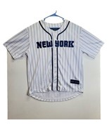 New York NYC Pin Stripe Large Base Ball Style Jersey Throw Back Jersey Used - £27.20 GBP