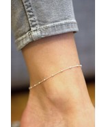 Silver Anklet Ankle Bracelet 9-11&quot; Italian 925 Sterling Silver ball cz c... - £8.51 GBP