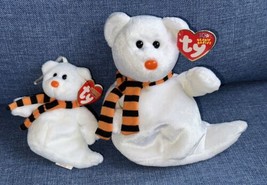 2003 Vintage Ty Beanie Babies QUIVERS Plush Ghost Teddy Bears MWMTs 4” &amp;... - $15.99