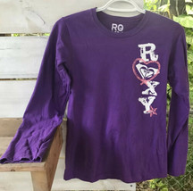 Vtg Roxy Girl&#39;s Sz XL (14-16) 32&quot; Bust Purple Knit Shirt Top L/S Cotton Mexico - £13.19 GBP