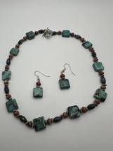 Vintage Turquoise 17” Necklace Earring Set  - £19.57 GBP