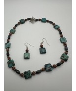Vintage Turquoise 17” Necklace Earring Set  - £19.49 GBP
