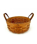 Longaberger Hand-Woven 10&quot; Basket w/Natural Leather Strap Handles, Vinta... - $29.35