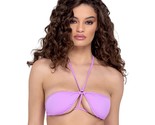 Strappy Bikini Crop Top Cut Out Demi Cups O Ring Halter Neck Lavender Ra... - £19.10 GBP