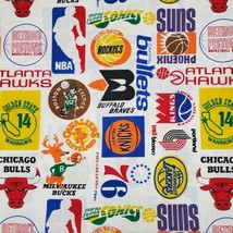 Vintage 1970&#39;s NBA Basketball Team Logos Bed Sheet Twin Flat 66x96 in. R... - £52.51 GBP