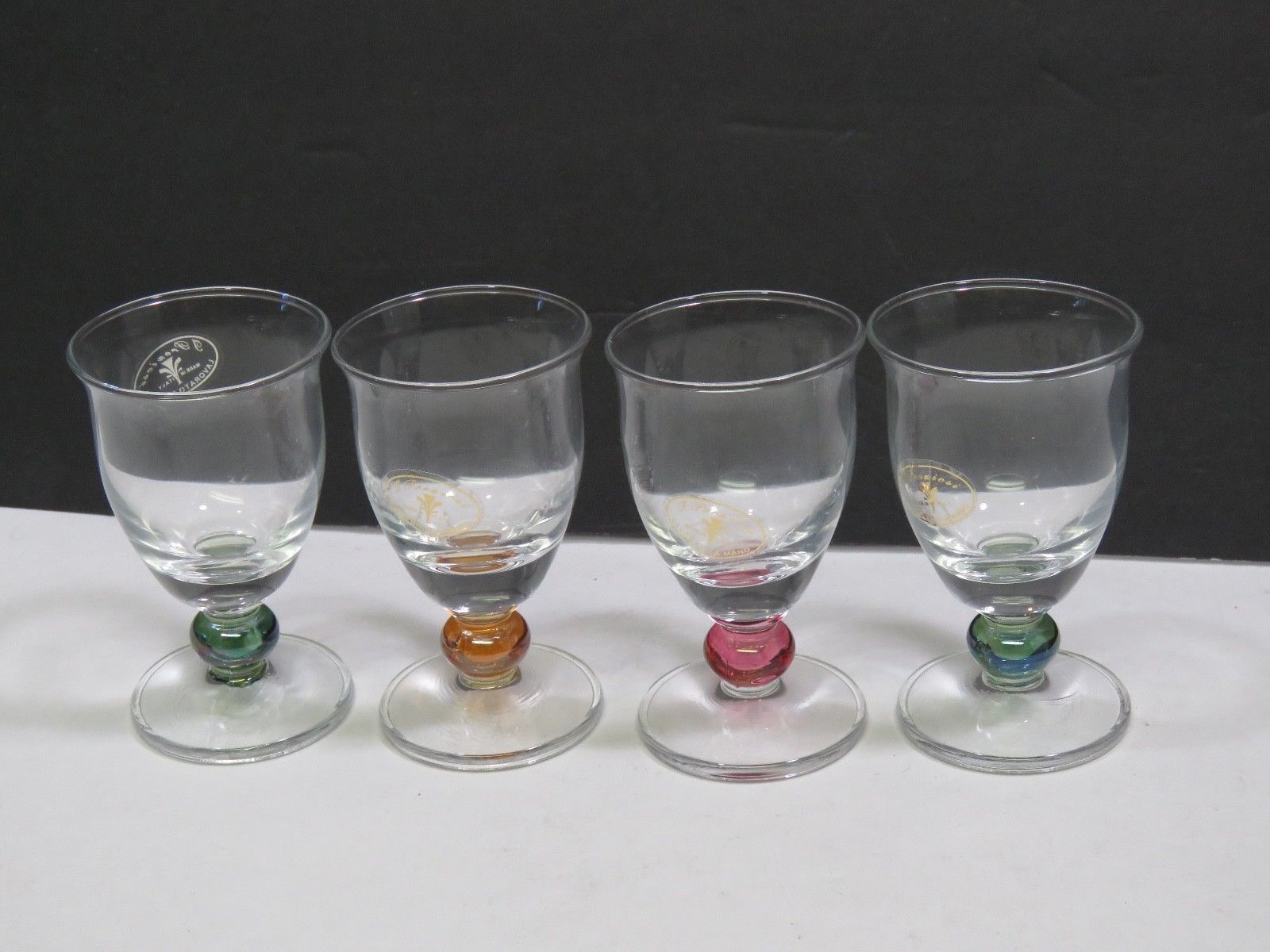 J PREZIOSI Lavorato A Mano Glass Cordials Set of 4 New With Tags Italian 3.5"  - £17.05 GBP