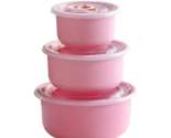 Portable 3-Pc Sealed Reusable Pink Round Bowls  Lunch Box Set – New - $16.99