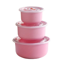 Portable 3-Pc Sealed Reusable Pink Round Bowls  Lunch Box Set – New - £13.36 GBP