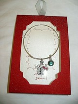 Holiday Time Women&#39;s Fashion Jewelry Silver Tone Bangle Bracelet Snowman NEW - £9.97 GBP