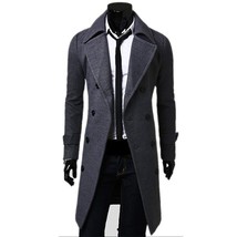 High Quality Trench Coat Men&#39;s Fashion Long  Autumn Jacket Self-Cultivation Soli - £70.83 GBP