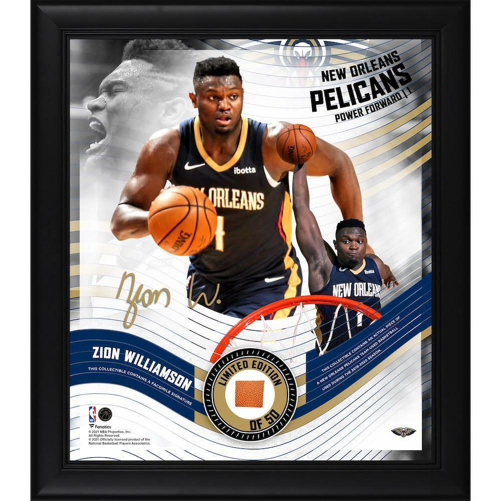 ZION WILLIAMSON Pelicans Framed 15&quot; x 17&quot; Game Used Basketball Collage L... - $129.00