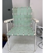 Vintage Webbed Aluminum Lawn Chair Folding Beach Chair Low Profile - £28.82 GBP