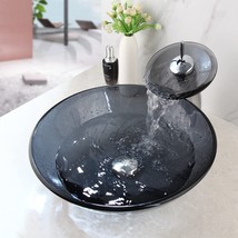 Ouboni 16 Inch Bathroom Sink, Bowls Vessel Sink With Faucet And, Grey Clear - £109.63 GBP