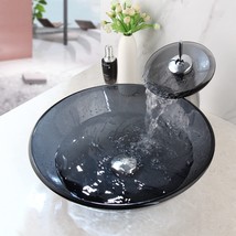 Ouboni 16 Inch Bathroom Sink, Bowls Vessel Sink With Faucet And, Grey Clear - £111.81 GBP