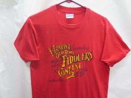 Vtg 80s Vermont Fiddlers Contest Champiomship RED T Shirt Sz L Rare USA - $37.94