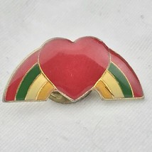 Rainbow Heart Vintage Pin Brooch Love Pride LGBTQ - £7.95 GBP