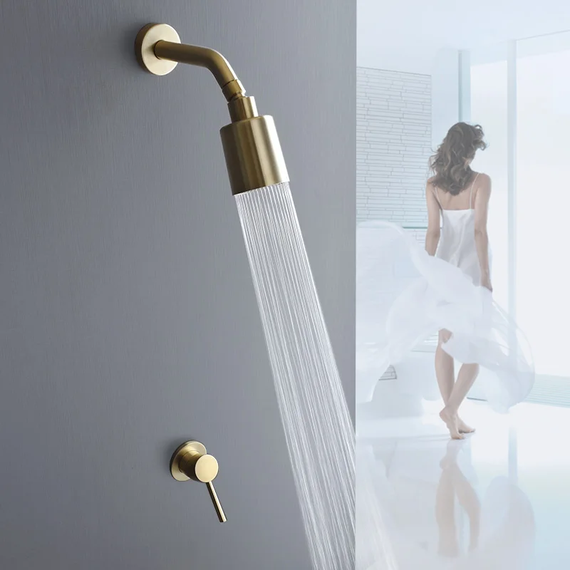 House Home High Pressure Brush Gold BrA Shower Head Single Funtion Rainfall Bath - £45.60 GBP