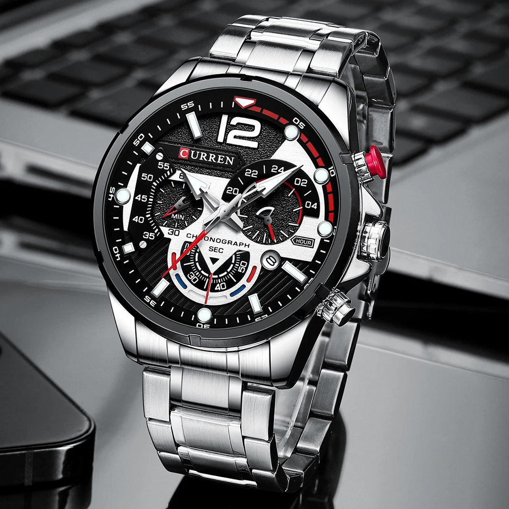 CURREN 8395 Hot Selling Top Luxury Brand Men&#39;s Quartz Watch St White Shell black - £31.91 GBP