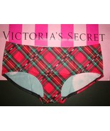 NEW VICTORIA&#39;S SECRET &quot;PINK&quot; SEAMLESS HIPSTER PANTY RED TARTAN PLAID ROS... - $247.58 MXN