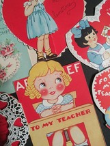 Valentines Day For Teacher Die Cut Vtg Love Hearts Card Lot (6 Pieces) 4... - $19.99