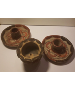 Hand Crafted, Hand Painted Pottery Incense and Candle Holder Set - £29.70 GBP