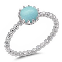 Sterling Silver Natural Round Larimar Crown Ring - $34.21 CAD