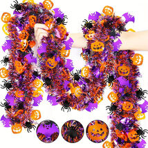 2m Halloween Tinsel Garland with Pumpkins Spiders &amp; Bats Metallic Party ... - $12.66 CAD