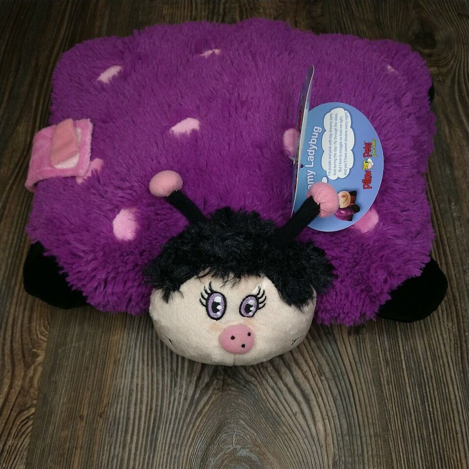 PILLOW PETS Dreamy Ladybug Purple Pink Plush Pee Wees 11” Limited Edition 2011 - $34.62