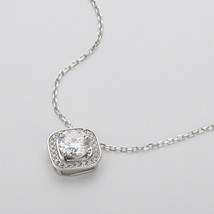 1Ct Moissanite Halo Necklace Solid 925 Sterling Silver Round Cut D Color Gift - £44.88 GBP