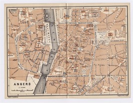 1905 Antique City Map Of Angers / Anjou / MAINE-ET-LOIRE / France - $26.01