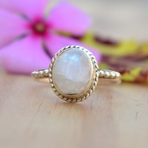Moonstone Ring Sterling Silver Women Ring, Minimalist Handmade Jewelry G... - $717.32 MXN
