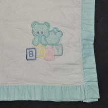 VTG Cuddle Time Baby Blanket Teddy Bear Building Blocks Green Blue Yellow Pink - £12.42 GBP