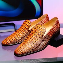 genuine caiman crocodile slip on Shoes Trento Rustic Cognac image 11