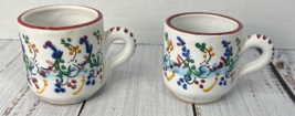 Floral Ceramic Hand Painted Italian Espresso Cups Glazed - Lot of 2 - $19.87