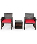 3 Pieces PE Rattan Wicker Furniture Set with Cushion Sofa Coffee Table f... - $3,519.87 MXN