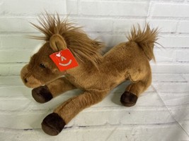 Aurora Dallas Horse Pony Laying Plush Stuffed Animal Toy Brown White 30438 - £27.68 GBP