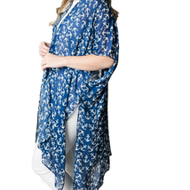 Kari Printed Lightweight Kimono Wrap Shawl Navy Blue White Anchors - £22.94 GBP