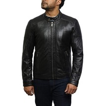 Leather Jacket Mens Biker Coat Motorcycle Vintage Men Bomber Lambskin Bl... - £88.92 GBP+