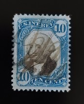 1871 10c U.S. Internal Revenue, George Washington, Blue &amp; Black, Scott R109 - $2.77 CAD