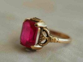 2 Ct Emerald Brilliant Cut Ruby 14K Rose Gold FN Vintage Engagement Solid Ring - £88.82 GBP