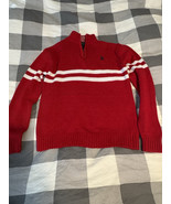 U.S. Polo Assn. Boys Red Half-Zip Sweater M (10/12) Striped Knit Cotton ... - $18.58 CAD