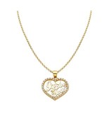 Genuine 14k Yellow Gold 0.74&quot; CZ &#39;I Love You&#39; Heart Pendant Necklace 16&quot;... - $462.00+