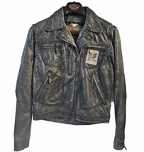 Harley Davidson Women&#39;s Leather Jacket Embroidered Distressed Size Small... - £77.36 GBP