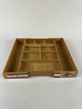 Bamboo Kitchen Drawer Organizer - Easily Adjust The Wooden Tray Width to Drawer - £19.76 GBP