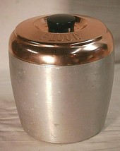Vintage 1950’s Spun Aluminum Silver w Copper Tone Top Flour Kitchen Cani... - $36.62
