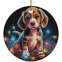 Cute Beagle Puppy Dog Christmas 2024 Ornament Ceramic Xmas Gift Decor Ha... - £12.08 GBP