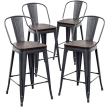 Aklaus 26&quot; Bar Stools Set Of 4, Counter Height Bar Stools With Larger Seat, Bar - £196.85 GBP